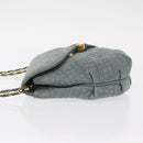 BALLY Chain Shoulder Bag Suede Gray Gold Auth 156484-4