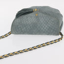 BALLY Chain Shoulder Bag Suede Gray Gold Auth 156484-6