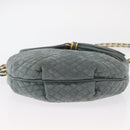 BALLY Chain Shoulder Bag Suede Gray Gold Auth 156484-5