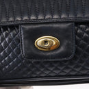 BALLY Chain Shoulder Bag Leather Navy Gold Auth 156485-17