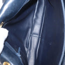 BALLY Chain Shoulder Bag Leather Navy Gold Auth 156485-12