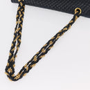 BALLY Chain Shoulder Bag Leather Navy Gold Auth 156485-7