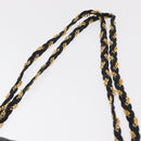 BALLY Chain Shoulder Bag Leather Navy Gold Auth 156485-8