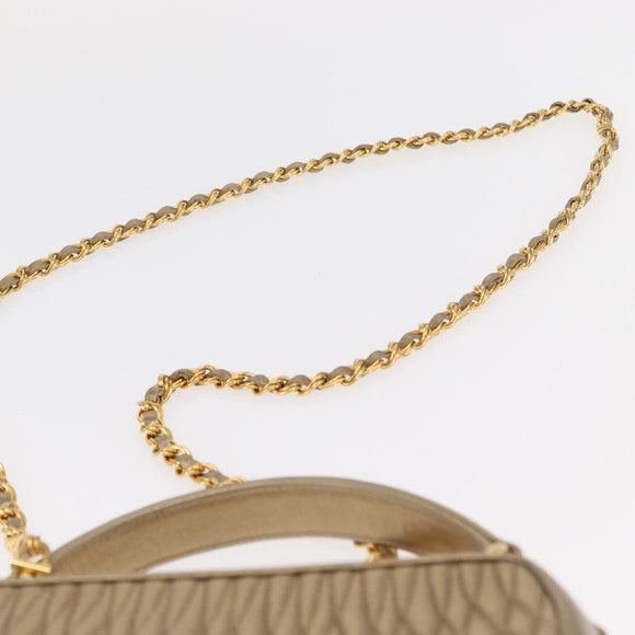 BALLY Chain Shoulder Bag Leather 2way Gold Auth 156487