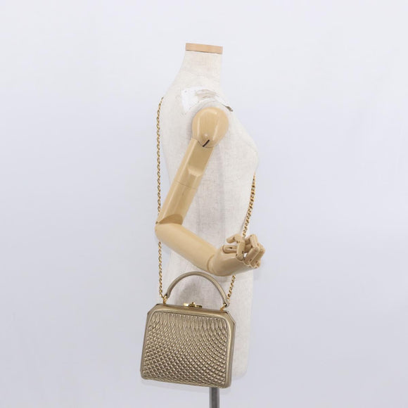 BALLY Chain Shoulder Bag Leather 2way Gold Auth 156487