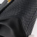 BALLY Shoulder Bag Leather 2way Navy Gold Auth 156489-10