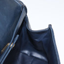 BALLY Shoulder Bag Leather 2way Navy Gold Auth 156489-20