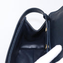 BALLY Shoulder Bag Leather 2way Navy Gold Auth 156489-21