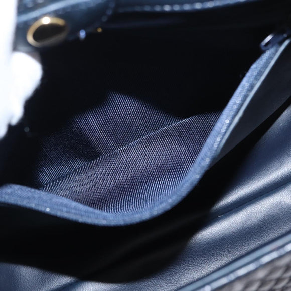 BALLY Shoulder Bag Leather 2way Navy Gold Auth 156489