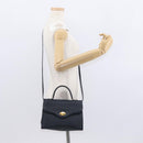 BALLY Shoulder Bag Leather 2way Navy Gold Auth 156489-24