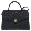 BALLY Shoulder Bag Leather 2way Navy Gold Auth 156489-13