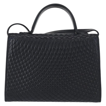 BALLY Shoulder Bag Leather 2way Navy Gold Auth 156489 - 0