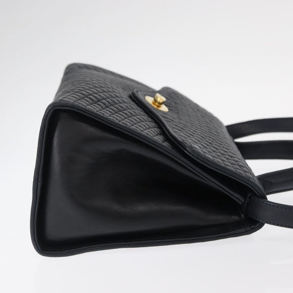 BALLY Shoulder Bag Leather 2way Navy Gold Auth 156489