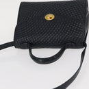 BALLY Shoulder Bag Leather 2way Navy Gold Auth 156489-6