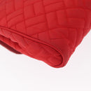 PRADA Chain Shoulder Bag Nylon Red Gold Auth 156490-12