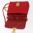 PRADA Chain Shoulder Bag Nylon Red Gold Auth 156490-15