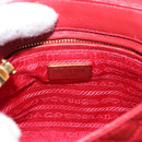 PRADA Chain Shoulder Bag Nylon Red Gold Auth 156490-16