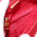 PRADA Chain Shoulder Bag Nylon Red Gold Auth 156490-17