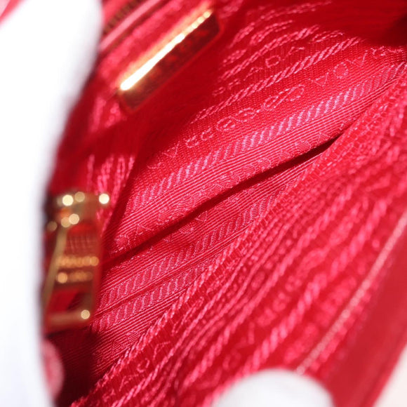 PRADA Chain Shoulder Bag Nylon Red Gold Auth 156490
