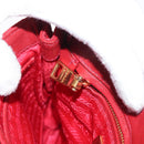 PRADA Chain Shoulder Bag Nylon Red Gold Auth 156490-20