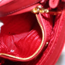 PRADA Chain Shoulder Bag Nylon Red Gold Auth 156490-21
