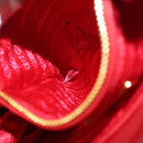 PRADA Chain Shoulder Bag Nylon Red Gold Auth 156490-22