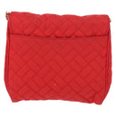 PRADA Schoudertas met Ketting Nylon Rood Goud Authenticatie 156490-2