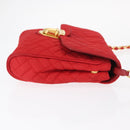 PRADA Chain Shoulder Bag Nylon Red Gold Auth 156490-4