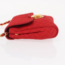 PRADA Chain Shoulder Bag Nylon Red Gold Auth 156490-5