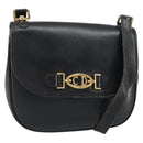 Christian Dior Shoulder Bag Leather Black Gold Auth 156492-1