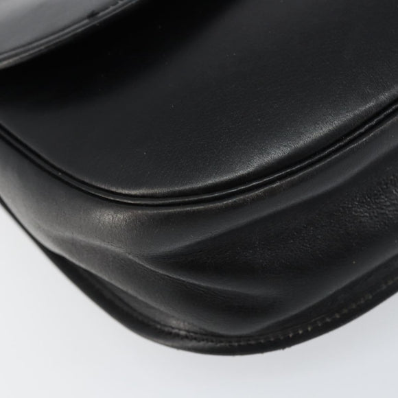 Christian Dior Shoulder Bag Leather Black Gold Auth 156492