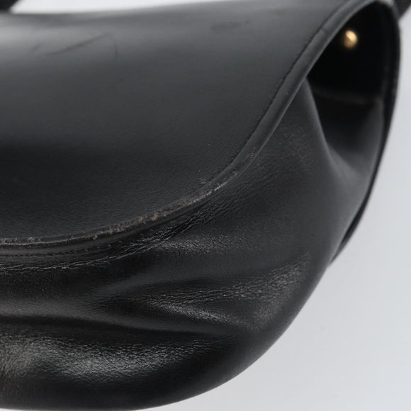 Christian Dior Shoulder Bag Leather Black Gold Auth 156492