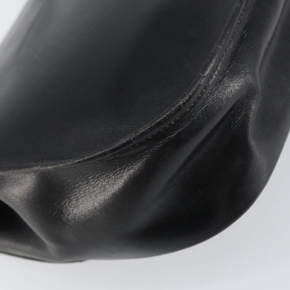 Christian Dior Shoulder Bag Leather Black Gold Auth 156492