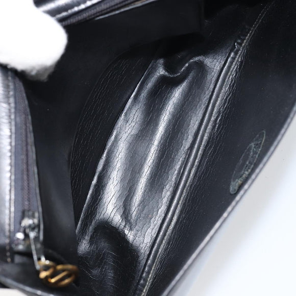 Christian Dior Shoulder Bag Leather Black Gold Auth 156492