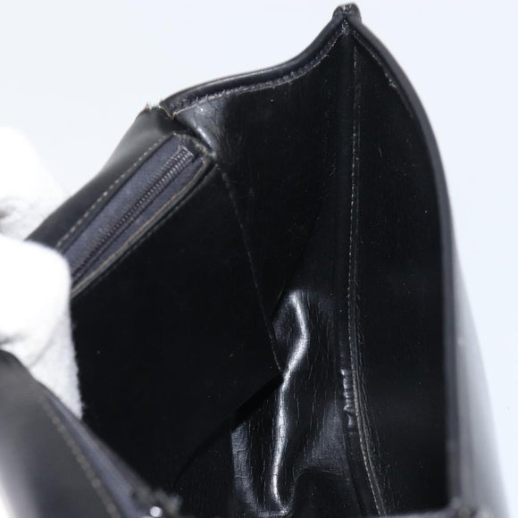 Christian Dior Shoulder Bag Leather Black Gold Auth 156492