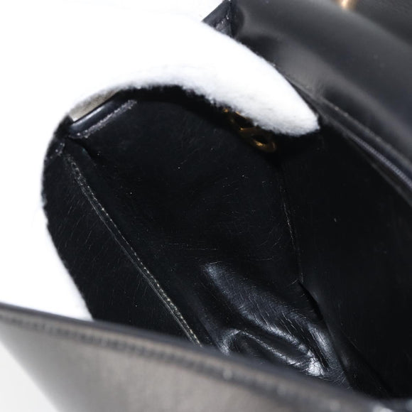 Christian Dior Shoulder Bag Leather Black Gold Auth 156492