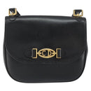 Christian Dior Shoulder Bag Leather Black Gold Auth 156492-2