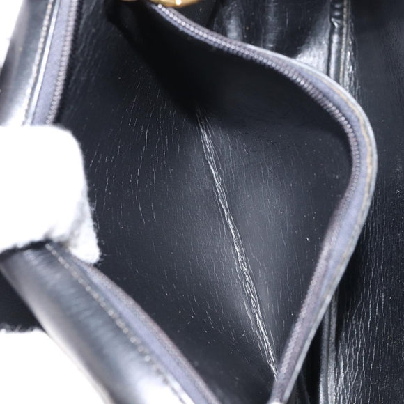 Christian Dior Shoulder Bag Leather Black Gold Auth 156492