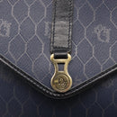 Christian Dior Honeycomb Canvas Chain Shoulder Bag PVC Navy Gold Auth 156493-17