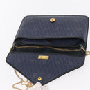 Christian Dior Honeycomb Canvas Chain Shoulder Bag PVC Navy Gold Auth 156493-9