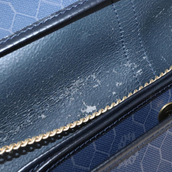 Christian Dior Honeycomb Canvas Chain Shoulder Bag PVC Navy Gold Auth 156493