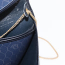 Christian Dior Honeycomb Canvas Chain Shoulder Bag PVC Navy Gold Auth 156493-19