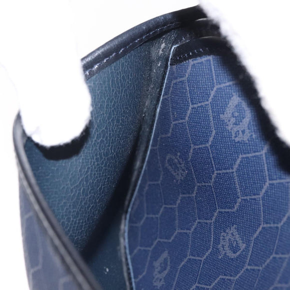 Christian Dior Honeycomb Canvas Chain Shoulder Bag PVC Navy Gold Auth 156493