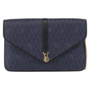 Christian Dior Honeycomb Canvas Chain Shoulder Bag PVC Navy Gold Auth 156493-13