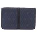 Christian Dior Honeycomb Canvas Chain Shoulder Bag PVC Navy Gold Auth 156493-2