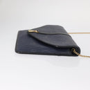 Christian Dior Honeycomb Canvas Chain Shoulder Bag PVC Navy Gold Auth 156493-3