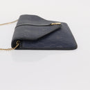 Christian Dior Honeycomb Canvas Chain Shoulder Bag PVC Navy Gold Auth 156493-4