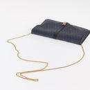 Christian Dior Honeycomb Canvas Chain Shoulder Bag PVC Navy Gold Auth 156493-6