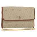 Christian Dior Honeycomb Canvas Chain Shoulder Bag PVC Beige Gold Auth 156494-1