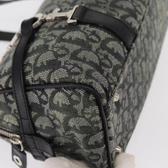 Christian Dior Trotter Canvas Hand Bag Black Silver Auth 156495